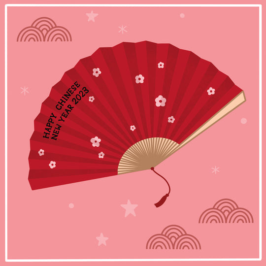 Happy Chinese New Year Big Chinese Hand Fan Card