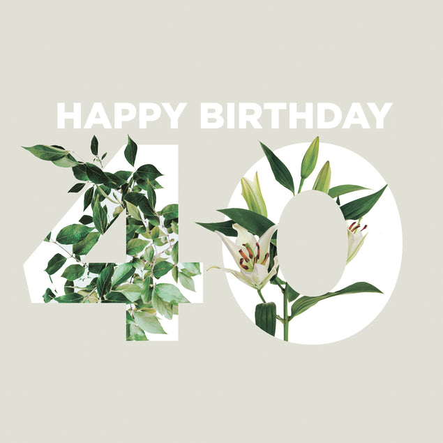 Simple Floral Happy 40th Birthday
