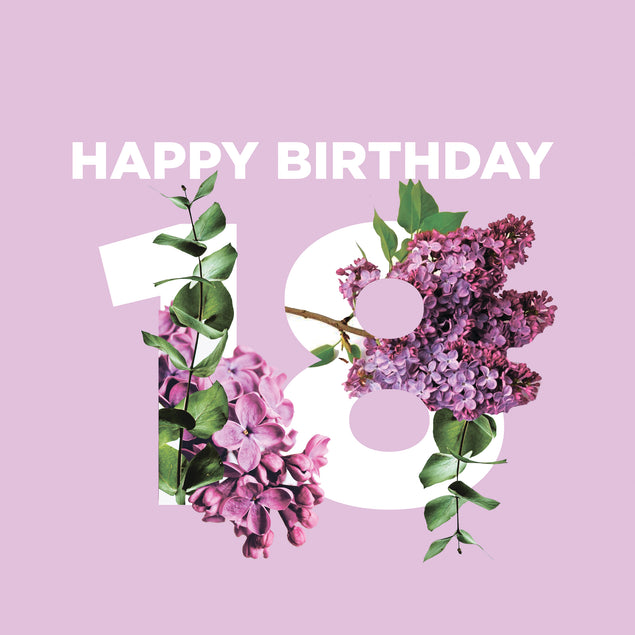 Simple Floral Happy 18th Birthday