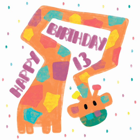 Happy 13th Birthday Giraffe Card
