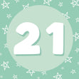 21 Stars Green Birthday Card