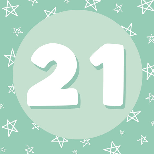 21 Stars Green Birthday Card