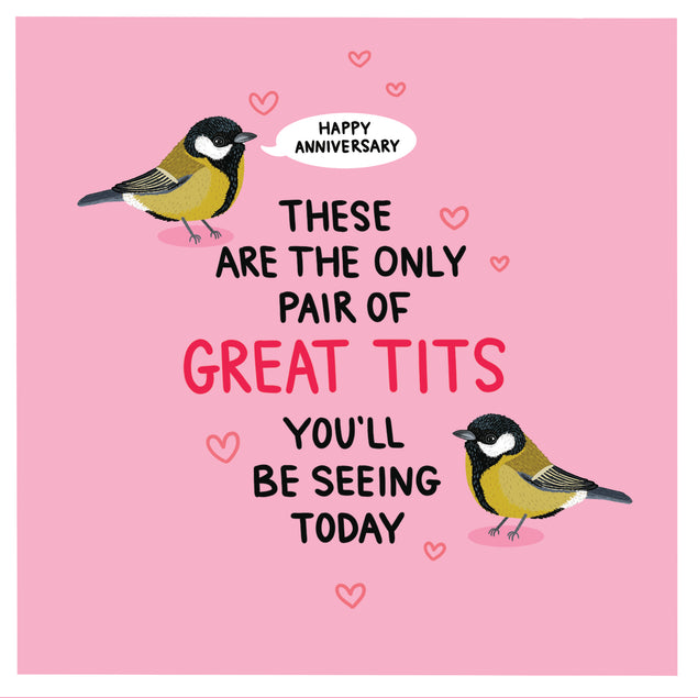 Happy Anniversary Pair Of Great Tits Card Occasion_Anniversary Occasion_Wedding Anniversary Style_Rude