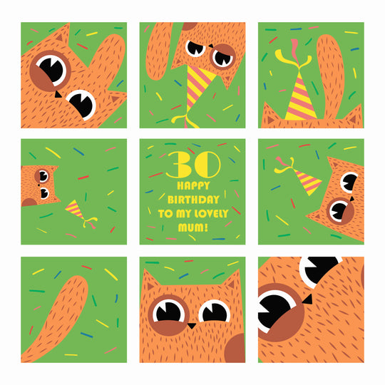 Funny Red Cat Happy 30th Birthday Mum