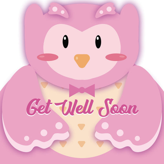 Get Well Pink Owl Card