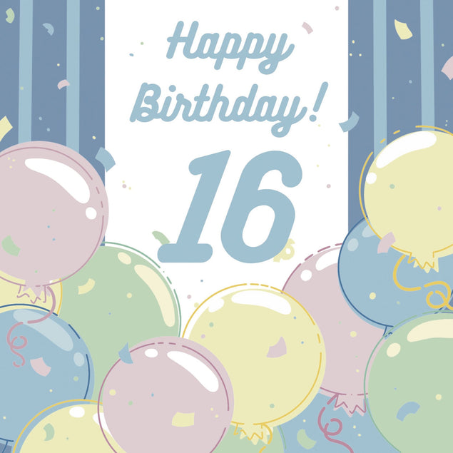 Happy 16th Birthday Balloons Card