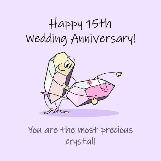 Crystals Happy 15th Wedding Anniversary Card