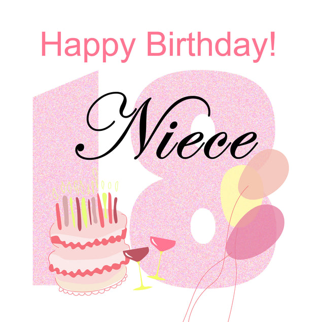 Happy 18th Birthday Niece Pink Card Recipient_For Niece Milestone Age_18th Birthday