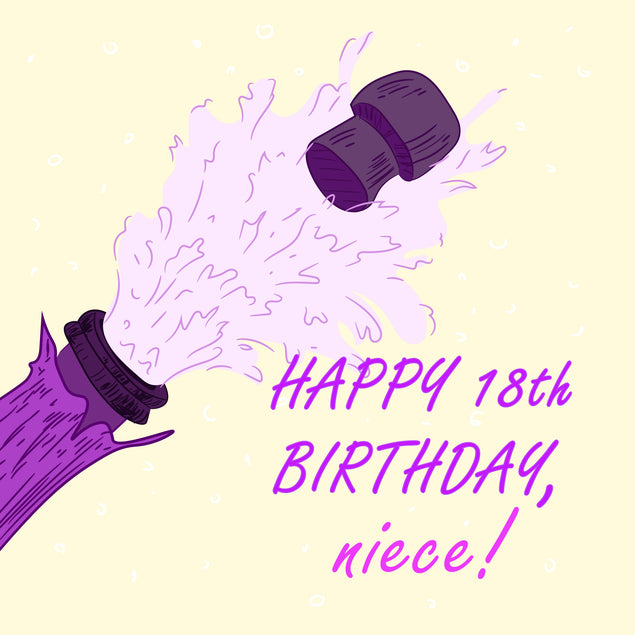 Happy 18th Birthday Niece Purple Champagne  Recipient_For Niece Milestone Age_18th Birthday