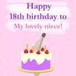 Happy 18th Birthday Niece Cake And Champagne In Pink  Recipient_For Niece Milestone Age_18th Birthday