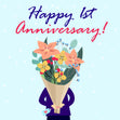 Flowers Bouquet Happy 1st Anniversary Card Occasion_Wedding Anniversary