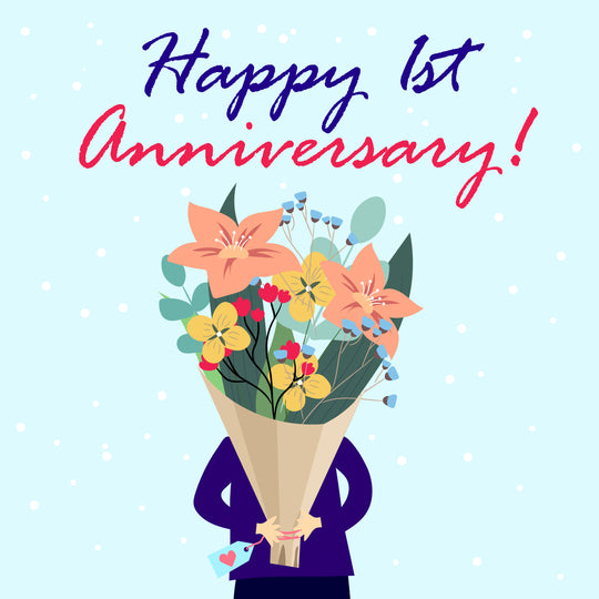 Flowers Bouquet Happy 1st Anniversary Card