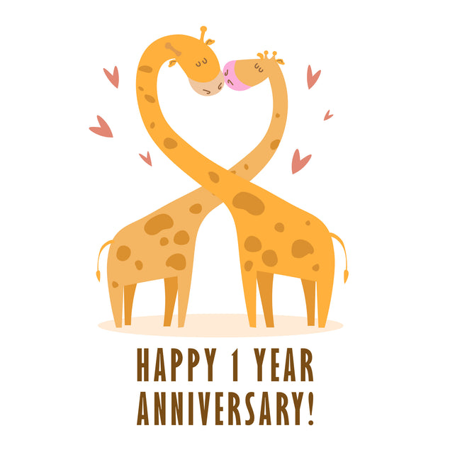 Kissing Giraffes Happy 1st Anniversary Card Occasion_Wedding Anniversary