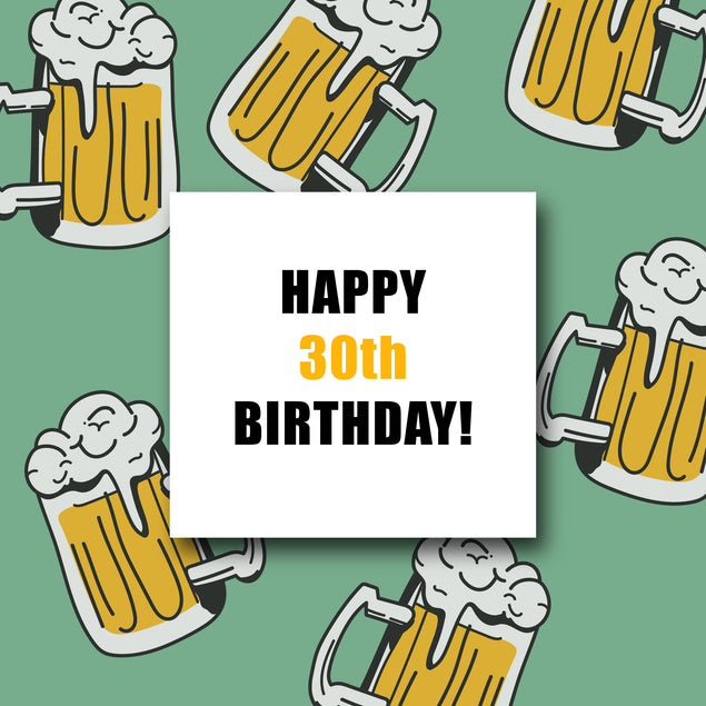 Beer Pints Happy 30th Birthday Card Milestone Age_30th Birthday