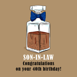 Whiskey Carafe Happy 40th Birthday Son-In-Law Card Recipient_For Son-in-law Milestone Age_40th Birthday