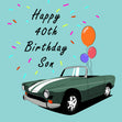 Retro Car Happy 40th Birthday Son Card Milestone Age_40th Birthday Recipient_For Son