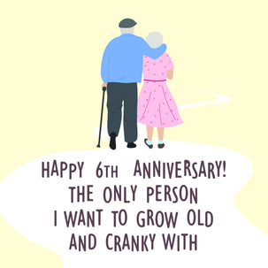 Yellow Themed Happy 6th Anniversary Card Occasion_Wedding Anniversary Anniversary_6th Anniversary Occasion_Anniversary