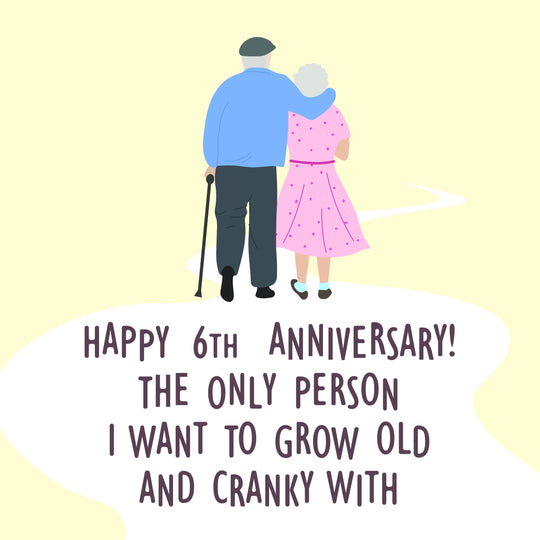 Yellow Themed Happy 6th Anniversary Card