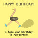 Running Ostrich Happy Birthday Card