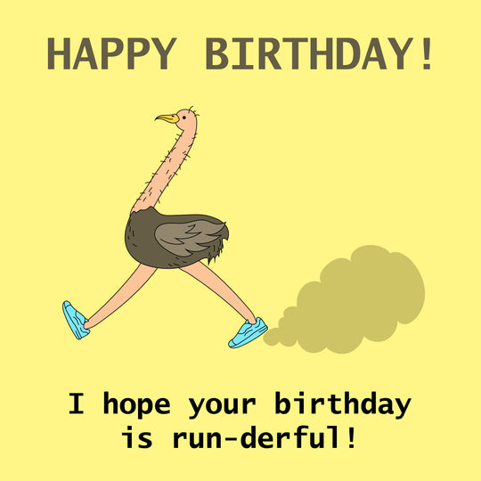 Running Ostrich Happy Birthday Card