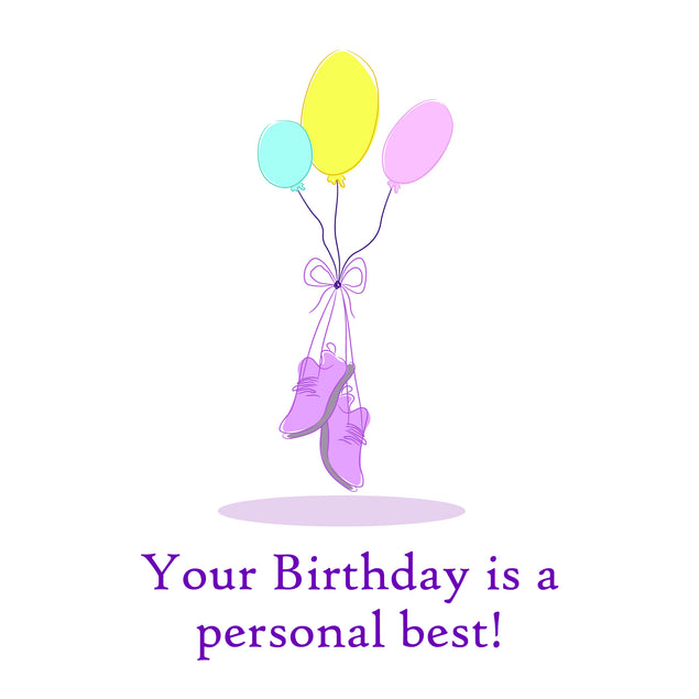 Running Shoes On Balloons Happy Birthday Card Seo_For Runner
