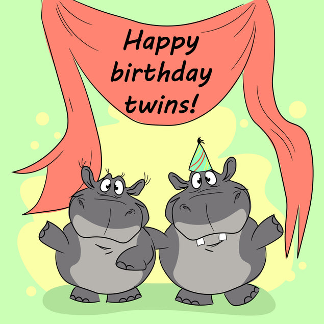 Happy Birthday Twins Cute Hippos Seo_For Twins