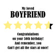 Top Rated Boyfriend Happy 50th Birthday Card Recipient_For Boyfriend Milestone Age_50th Birthday