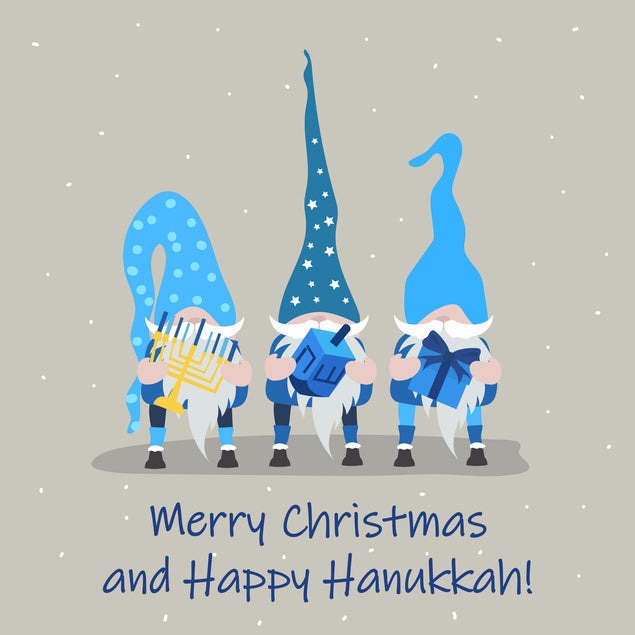 Gnomes Happy Hanukkah Merry Christmas Card Season_Hanukkah Occasion_Christmas