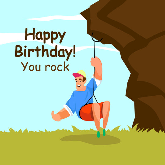 Climbing Man Happy Birthday Card