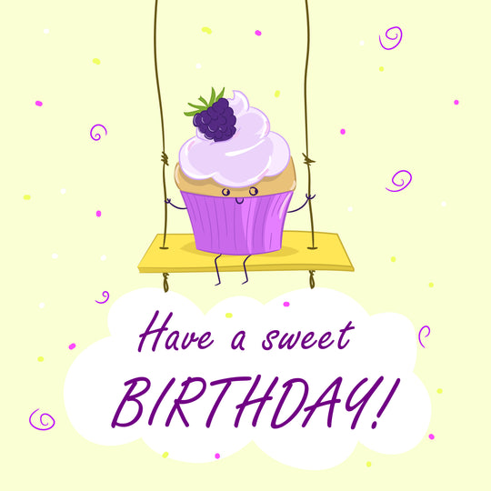 Happy Birthday Cute Sweet Cupcake