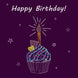 Happy Birthday Cupcake Purple Card