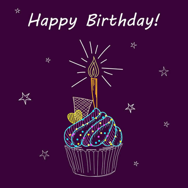 Happy Birthday Cute Cupcake In Purple Theme_Cupcake