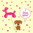 I Love You Cute Dachshund Puppy And Balloon Valentine's Day Card Season_Valentine’s Seo_Dachshund