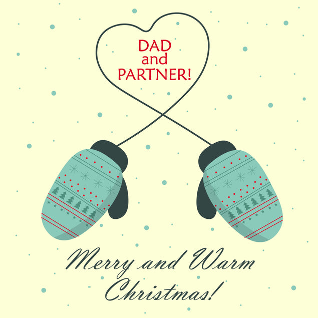 Merry And Warm Christmas Dad And Partner Green Mittens Card Season_Christmas Recipient_For Dad Recipient_For Partner