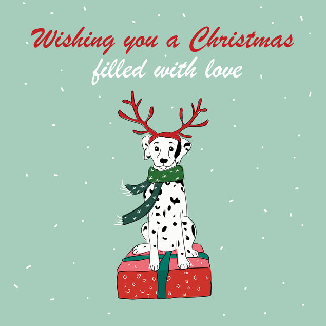 Merry Christmas Dalmatian Sitting On A Box Card Season_Christmas Seo_Dalmatian