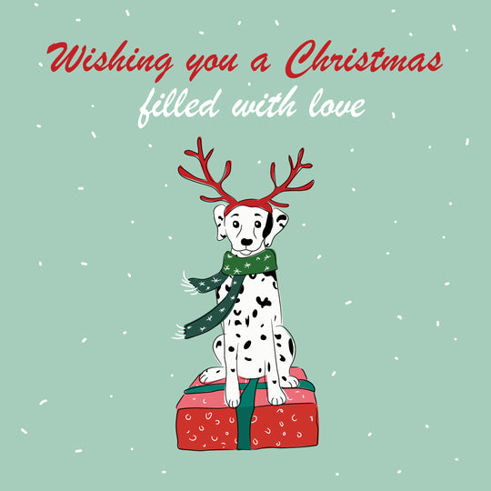 Merry Christmas Dalmatian Sitting On A Box Card