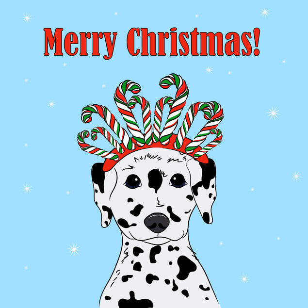 Merry Christmas Dalmatian Wearing Candy Headband Card Season_Christmas Seo_Dalmatian