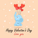 Baby Elephant With Balloons Valentine's Day Card