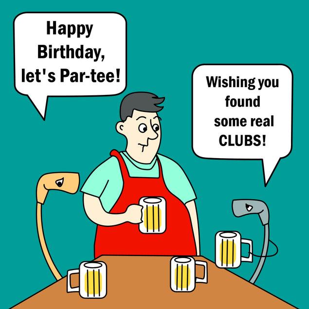 Find Some Real Clubs Happy Birthday Card Seo_Golf Style_Funny