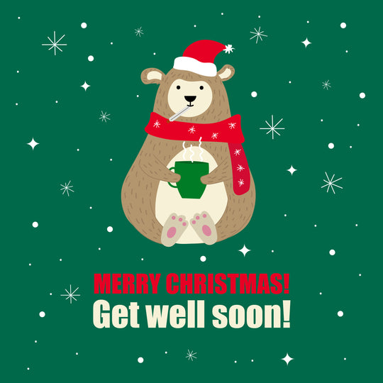 Merry Christmas Get Well Soon Cute Bear Card