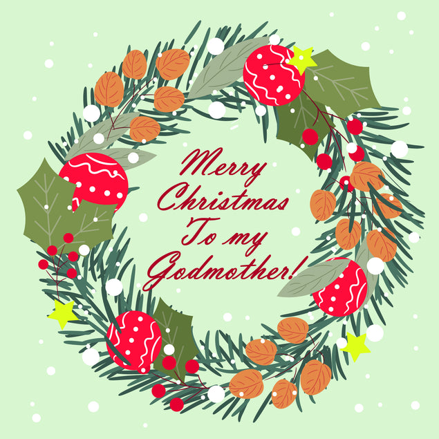 Merry Christmas Godmother Christmas Wreath Card Season_Christmas Seo_For Godmother