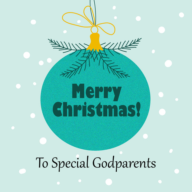 Merry Christmas Special Godparents Blue Bauble Card Season_Christmas Seo_For Godparents