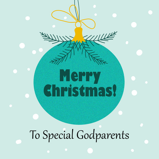 Merry Christmas Special Godparents Blue Bauble Card