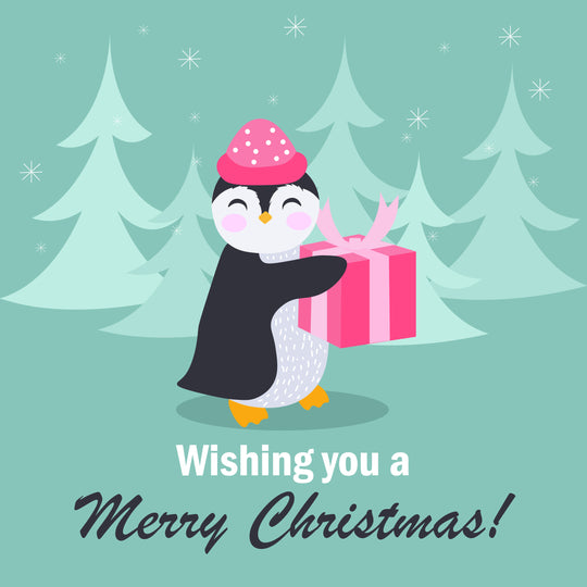 Merry Christmas Great Granddaughter Cute Penguin With A Gift Card