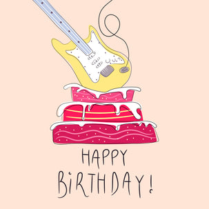 Guitar Cake Happy Birthday Card Seo_Guitar