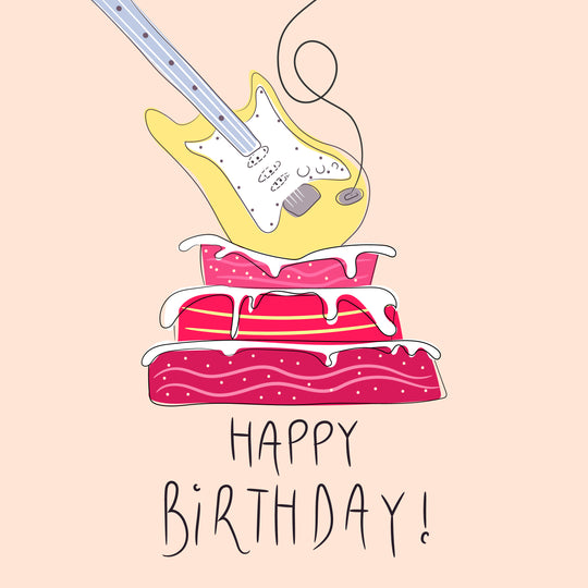 Guitar Cake Happy Birthday Card