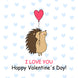 Hedgehog With Balloon Valentine's Card