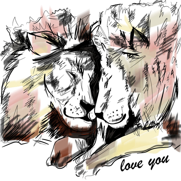 Sketched Lions Love You Card Seo_Lion