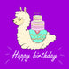 Llama With Cake Happy Birthday Card