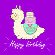 Llama With Cake Happy Birthday Card Seo_Llama Occasion_Birthday